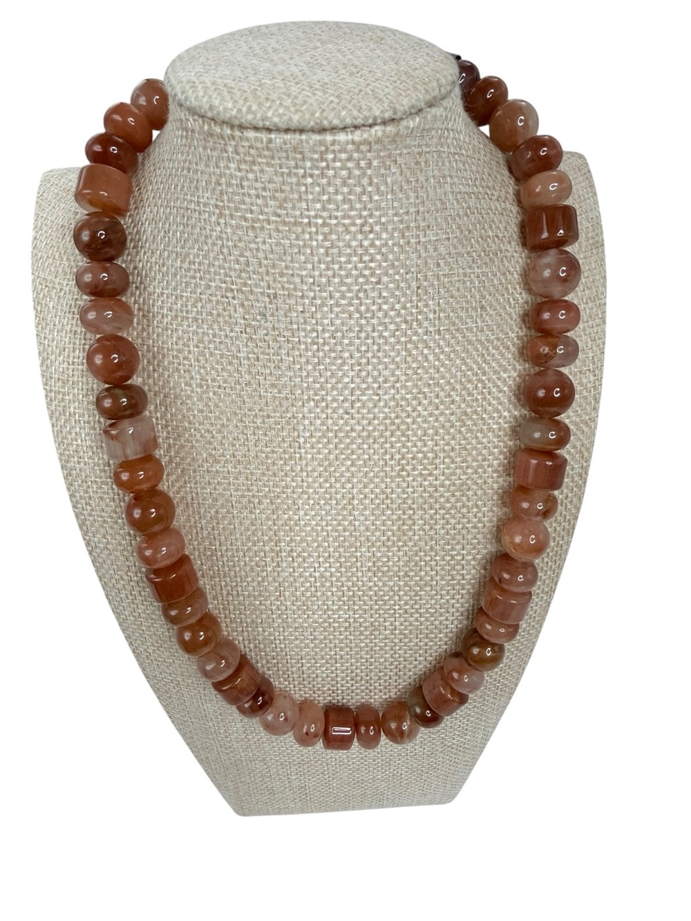 Red quartz sterling beaded necklace adjustable HSN chunky polished stones